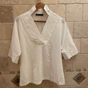ZANZEA White 3/4 Sleeve Tunic Top Sz S